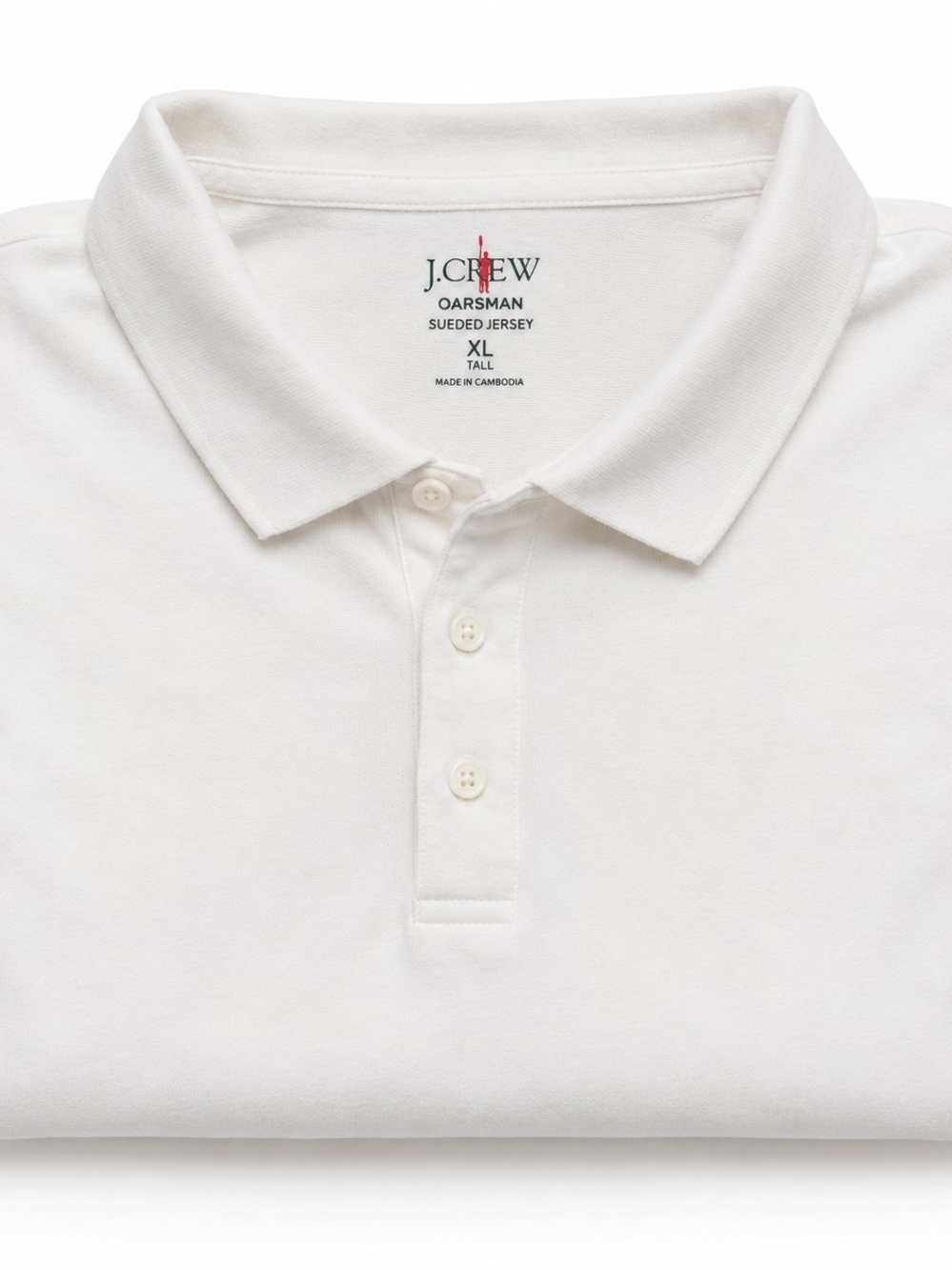 J.Crew Oarsman Sueded Jersey Polo Shirt White XL Tall 100% Cotton